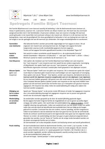 Spelregels Familie Biljart Toernooi - Online.nl