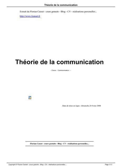 Théorie de la communication - Florian Casset