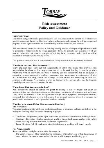 Risk Assessment Policy and Guidance - Torbay Council