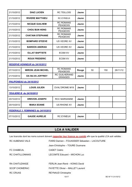 BO N°11 - 31/10/2012 - Administrateur