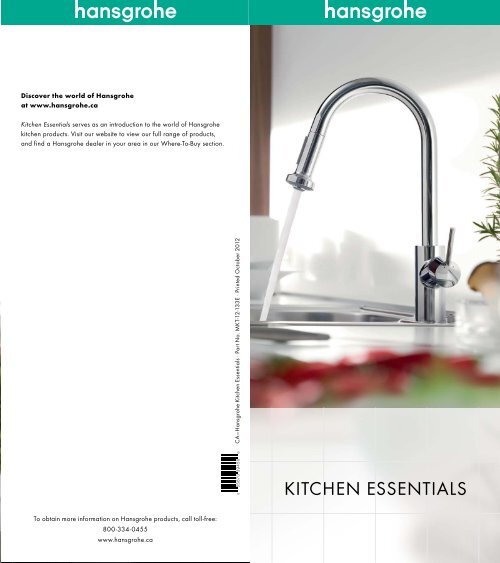 Hansgrohe Kitchen Essentials Brochure Masco Canada