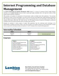 Internet Programming and Database Management - Lambton College