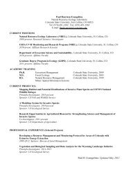 Curriculum Vitae - Natural Resource Ecology Laboratory - Colorado ...