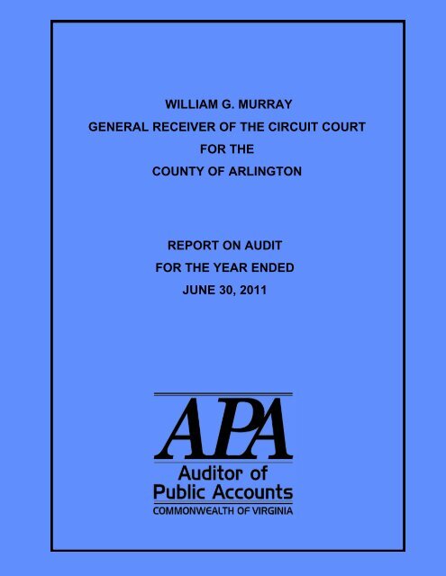 General Receiver of the Circuit Court of the County of Arlington ...