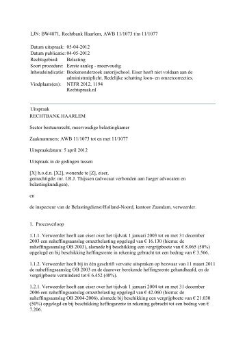 Rechtbank Haarlem, AWB 11/1073 t/m 11 - Accountancy Nieuws