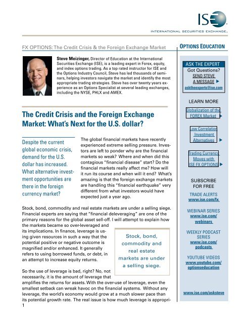 The Credit Crisis And The Foreign Exchange Market What S Ise Com | Forex market questions The Credit Crisis And The Foreign Exchange Market What S Ise Com -