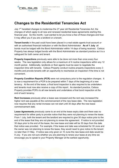 Changes to the Residential Tenancies Act - Aussiehome