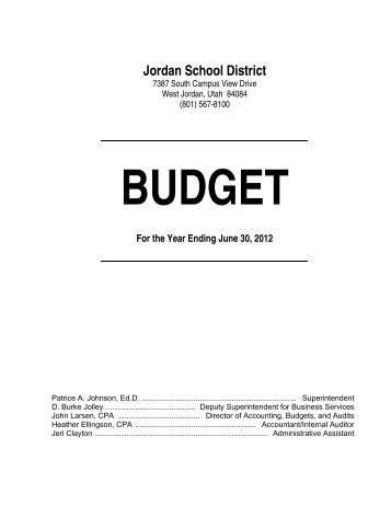 2011-12 Budget Book - Jordan School District