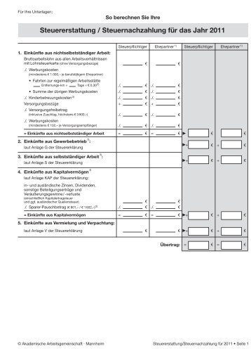 Steuererstattung / Steuernachzahlung fÃ¼r das Jahr ... - Steuertipps.de