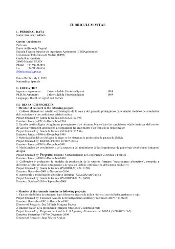 cv federico-pag. web - ETSI Agronomos - Universidad PolitÃ©cnica de ...