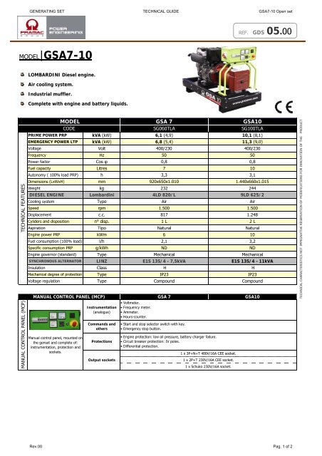 PC_GSA7-10 (Lombardini) Open set Rev.00_05-2005_EN