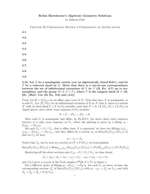 Robin Hartshorne's Algebraic Geometry Solutions