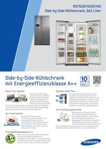 RS7528THCSP/WS Side-by-Side-Kühlschrank, 562 Liter - Samsung