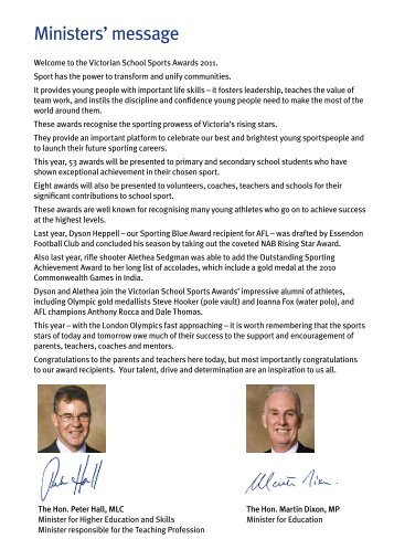 Ministers' message - Department of Education and Early Childhood ...