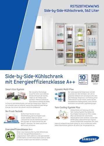 RS7528THCWW/WS Side-by-Side-Kühlschrank, 562 Liter - Samsung
