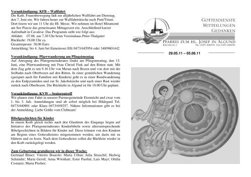 Pfarrblatt 29.05.2011 - 05.06.2011 (590 KB) - .PDF