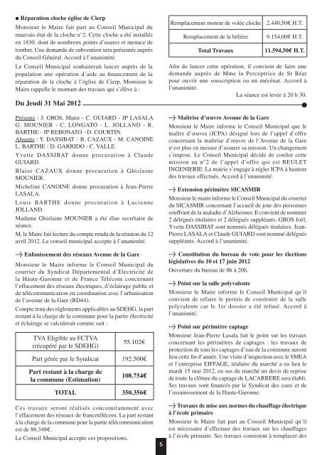 bulletin municipal de juillet 2012 - Cierp-Gaud