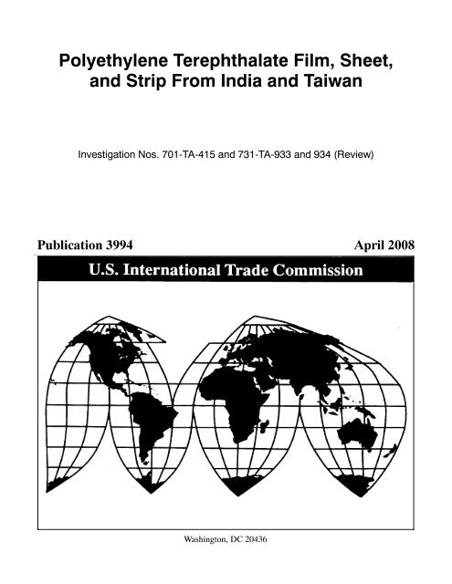 Polyethylene Terephthalate Film, Sheet, and Strip From India - USITC