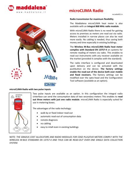 Data sheet - microCLIMA radio - Maddalena