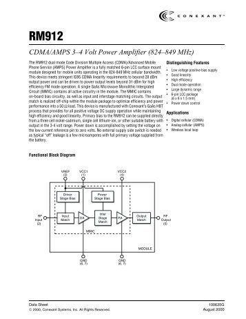 CDMA/AMPS 3â4 Volt Power Amplifier (824â849 MHz) - DataSheet