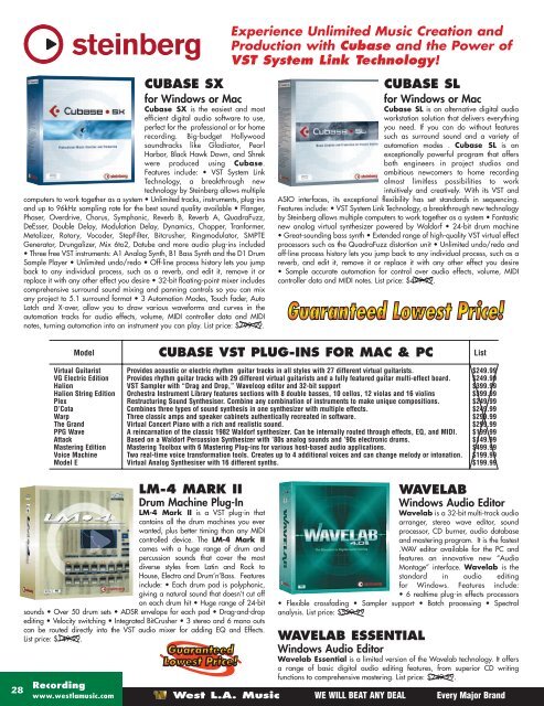 LM-4 MARK II CUBASE SX Experience Unlimited ... - West LA Music