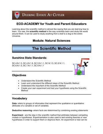 The Scientific Method Lesson Plan - Deering Estate at Cutler