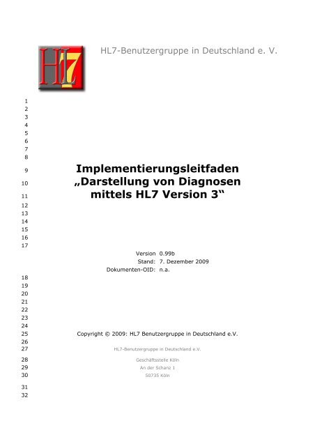 Darstellung von Diagnosen mittels HL7 Version 3