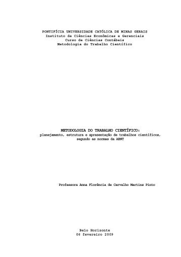 METODOLOGIA DO TRABALHO CIENTÃFICO: - ICEG - PUC Minas