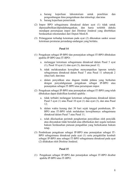 Ketentuan Impor Bahan Perusak Lapisan Ozon