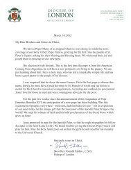 Letter from Bishop Fabbro - Diocese of London