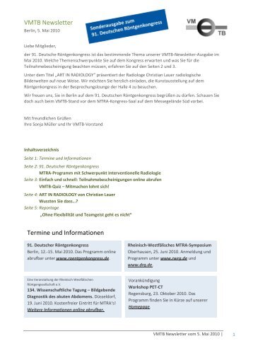 Newsletter Mai 2010 - Deutsche RÃ¶ntgengesellschaft eV