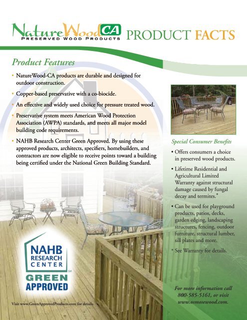 Naturewood CA Product Facts - Osmose Wood