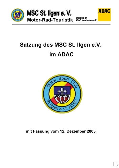 Satzung des MSC St. Ilgen e.V. im ADAC
