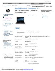 HP 425 Notebook PC (XD056LA) - Especificaciones - Daxicor.com
