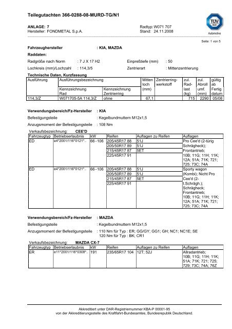 Teilegutachten 366-0288-08-MURD-TG/N1