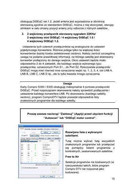 Satelitarny Tuner TV -karta PCI S350 / S300. Instrukcja ... - Compro