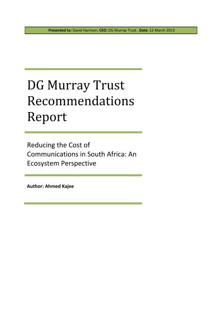 DGMT COC Recommendations ... - The DG Murray Trust