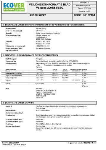 MSDS fiche - Ecostore