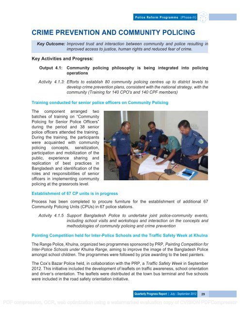 QUARTERLY PROGRESS REPORT - Police Reform Programme