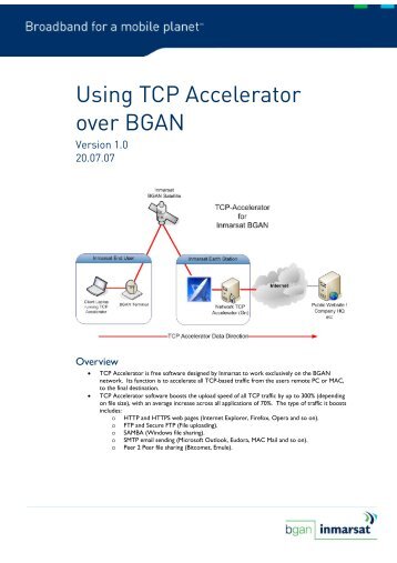 Using TCP Accelerator over BGAN - Inmarsat