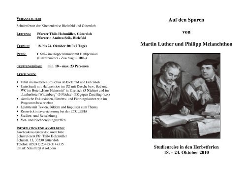 Auf den Spuren von Martin Luther und Philipp Melanchthon