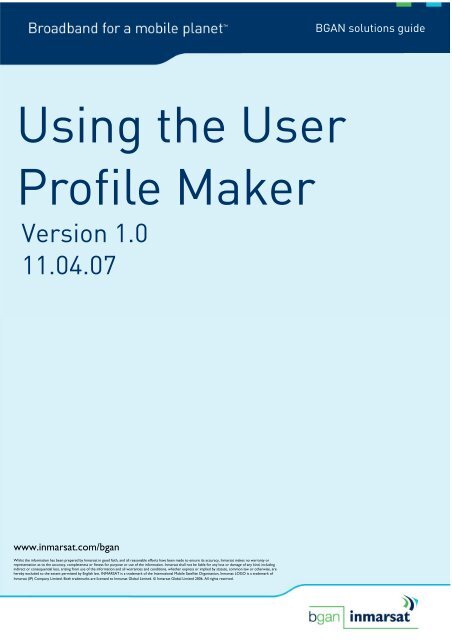 Using the User Profile Maker - Inmarsat