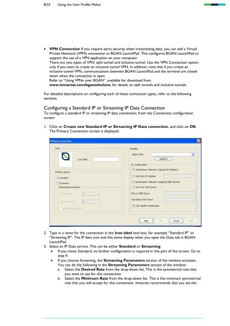 Using the User Profile Maker - Inmarsat