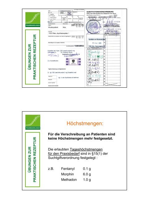 ÃBUNGEN ZUR PRAKTISCHEN REZEPTUR