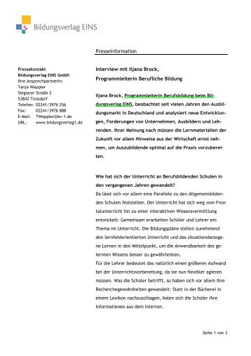 Presseinformation zum Thema "Lernmaterialien der ... - KBBZ-Halberg