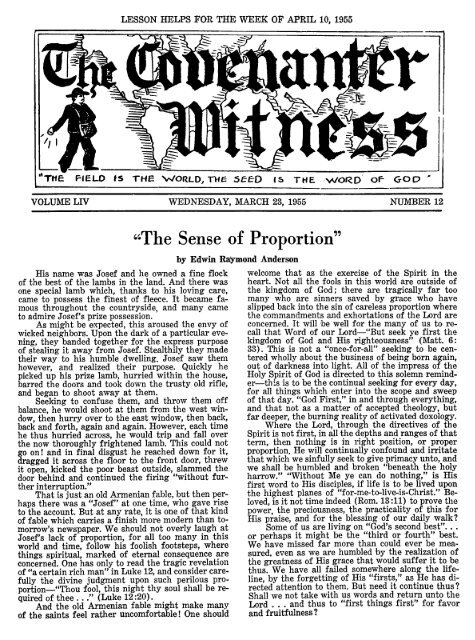 Covenanter Witness Vol. 54 - Rparchives.org