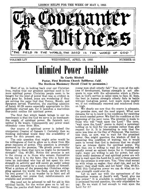 Covenanter Witness Vol. 54 - Rparchives.org