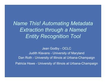 Name This! Automating Metadata Extraction through a Named Entity ...