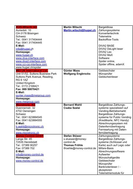 Verzeichnis der Lieferanten Dienstleister und Fachverlage im BDV