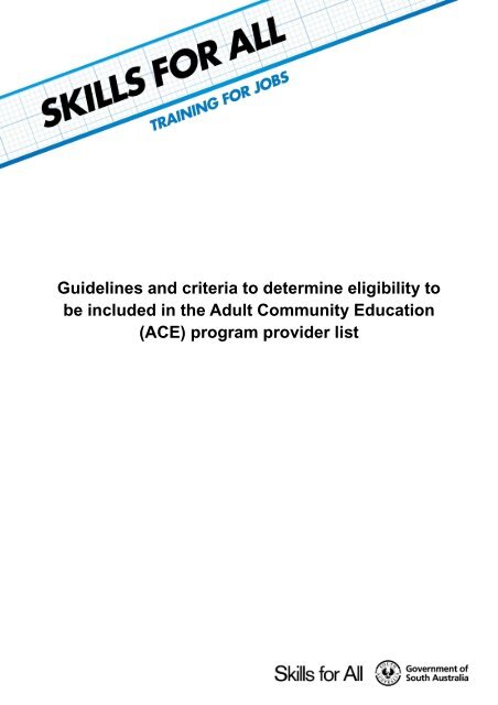 (ACE) program provider list - Skills for All - SA.Gov.au